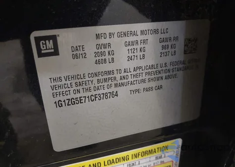 2012 Chevrolet Malibu 2Lz z USA, uszkodzony, nr VIN 1G1ZG5E71CF378764